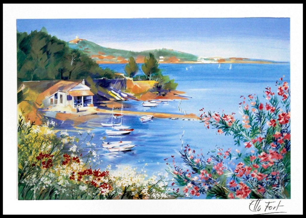 Ella Fort # Schitterend Kleurrijk Werk " Mer Méditerranée ", Ophalen of Verzenden