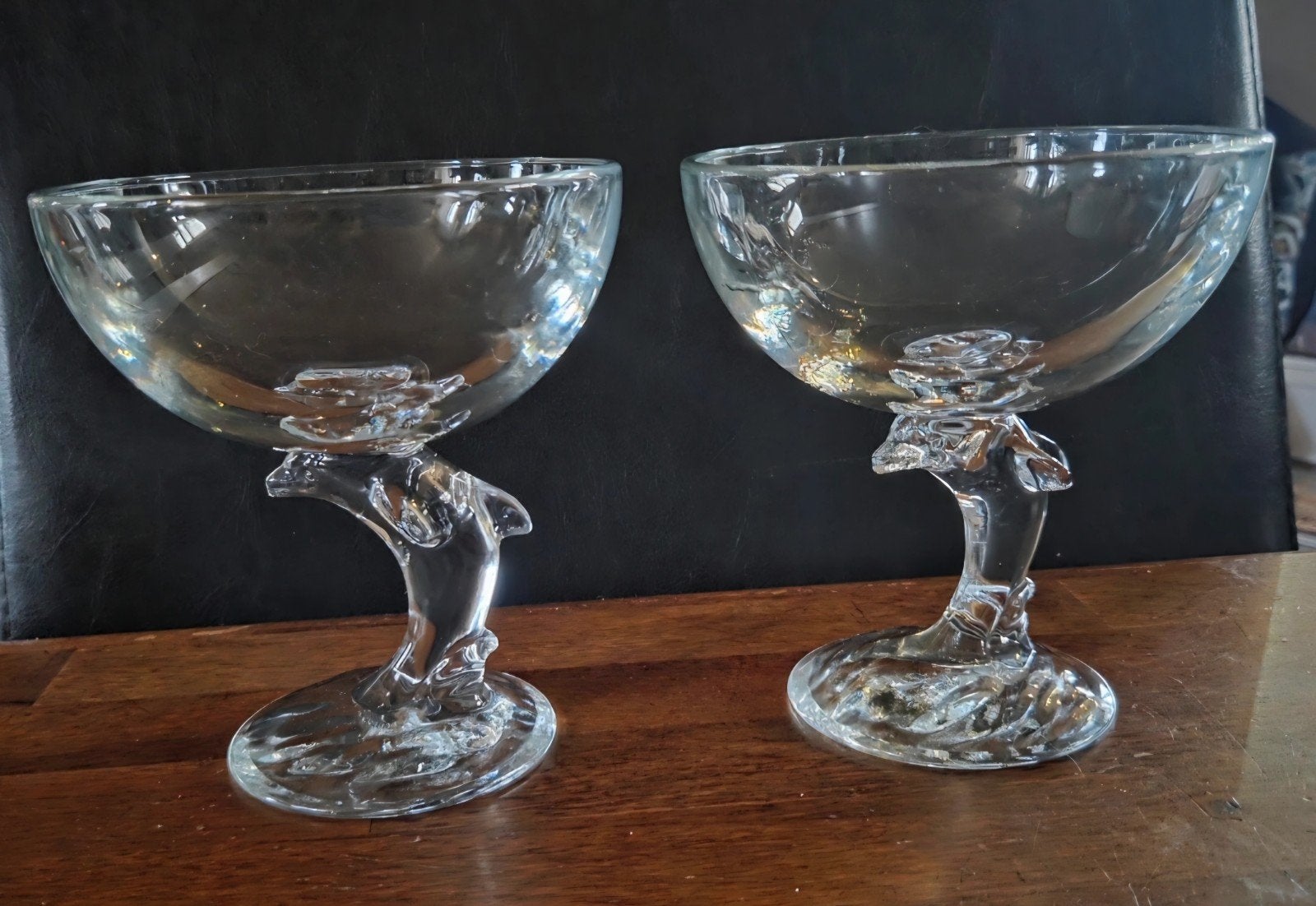 Franse cocktailglazen met dolfijn voet (2 stuks), Ophalen of Verzenden