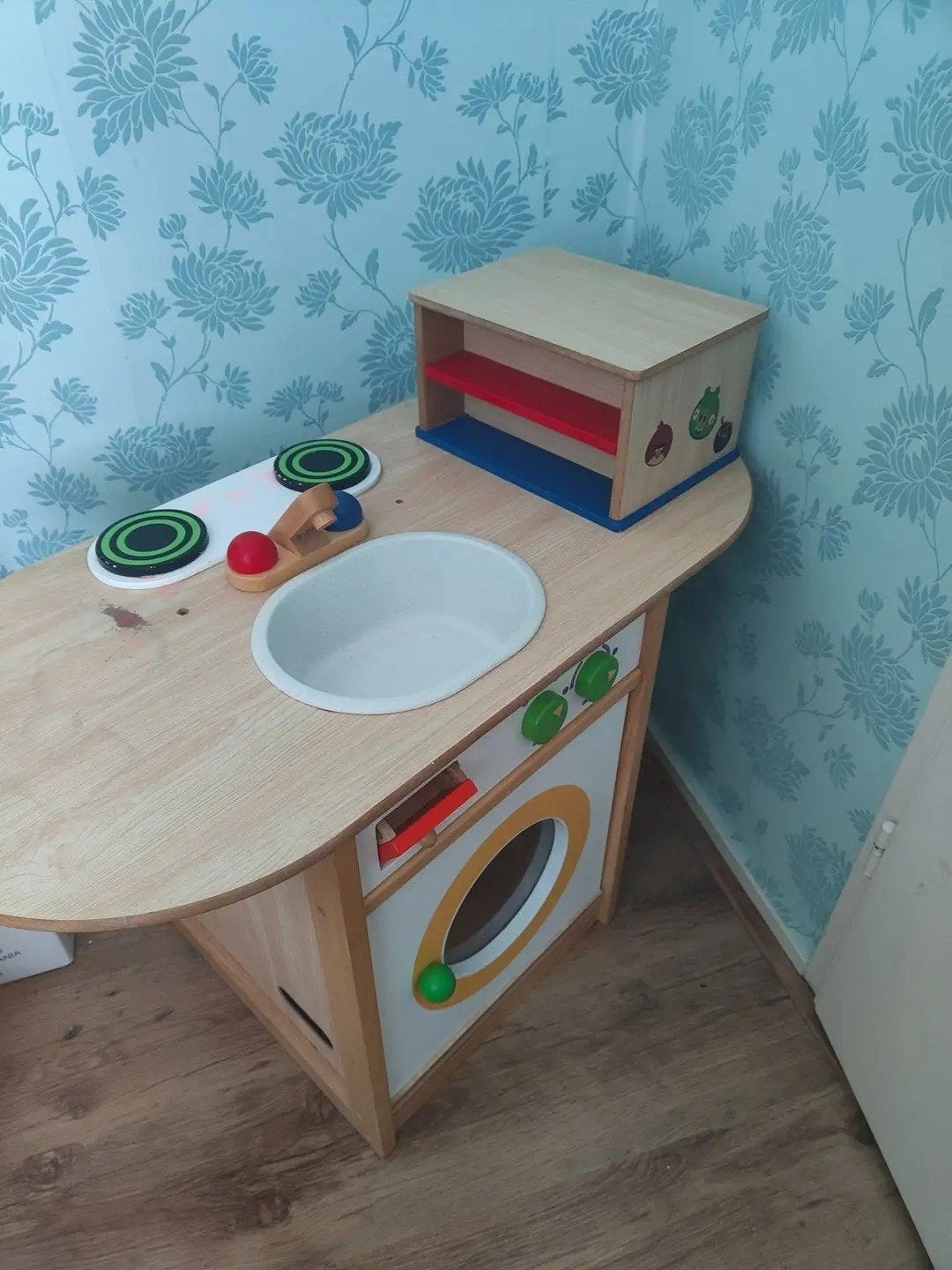 Houten tweezijdig speelkeukentje met oven en wasmachine, Ophalen