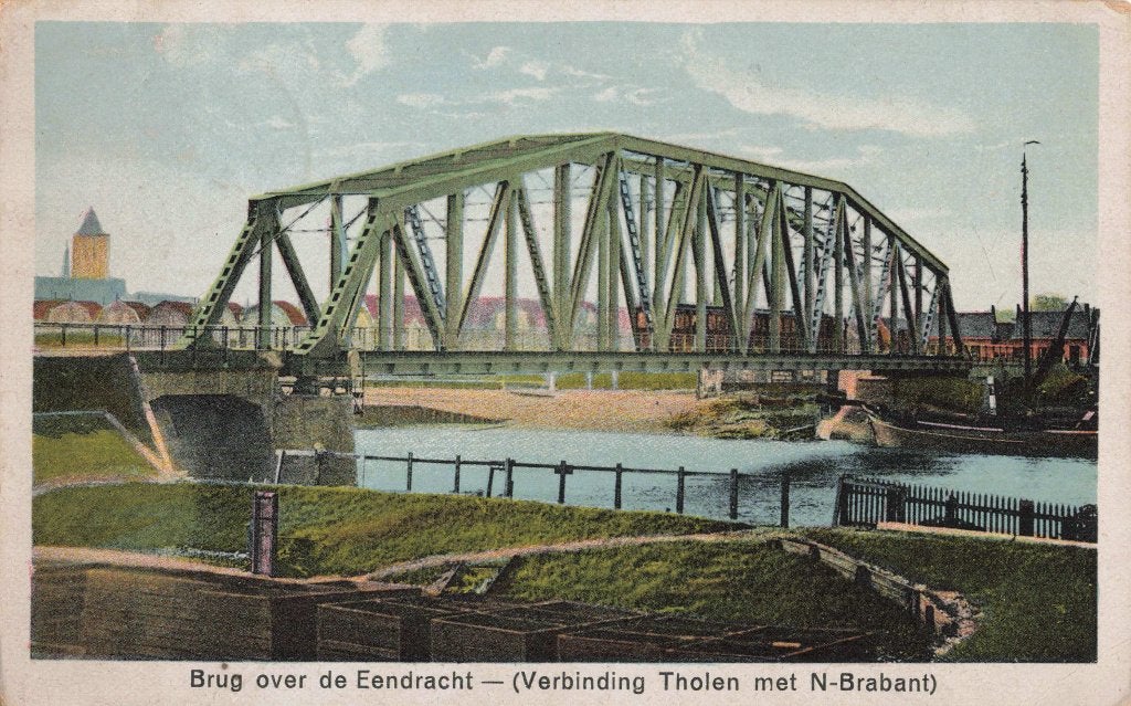 Tholen Brug over de Eendracht met stoomtram ZR1471, Verzamelen, Ophalen, 1920 tot 1940, Gelopen, Zeeland