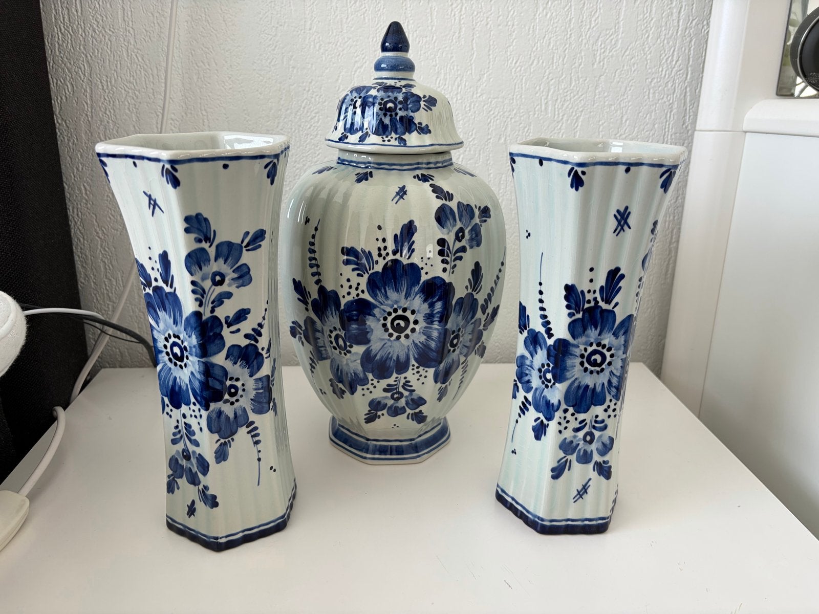 Delfts Blauw Vaas en Pot Set - Handbeschilderd, Ophalen