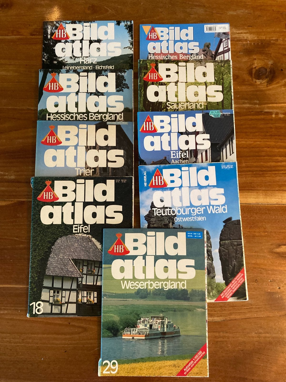 9 x HB Bild Atlas nrs 14, 18, 29, 41, 63, 80, 82, 121, 188, Europa, Ophalen of Verzenden, Reisgids of -boek, Gelezen