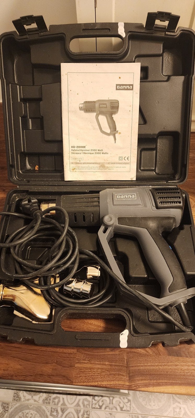 Gamma heteluchtpistool 2000 Watt met accessoires, Ophalen of Verzenden, Gebruikt, Overige typen, Overige merken