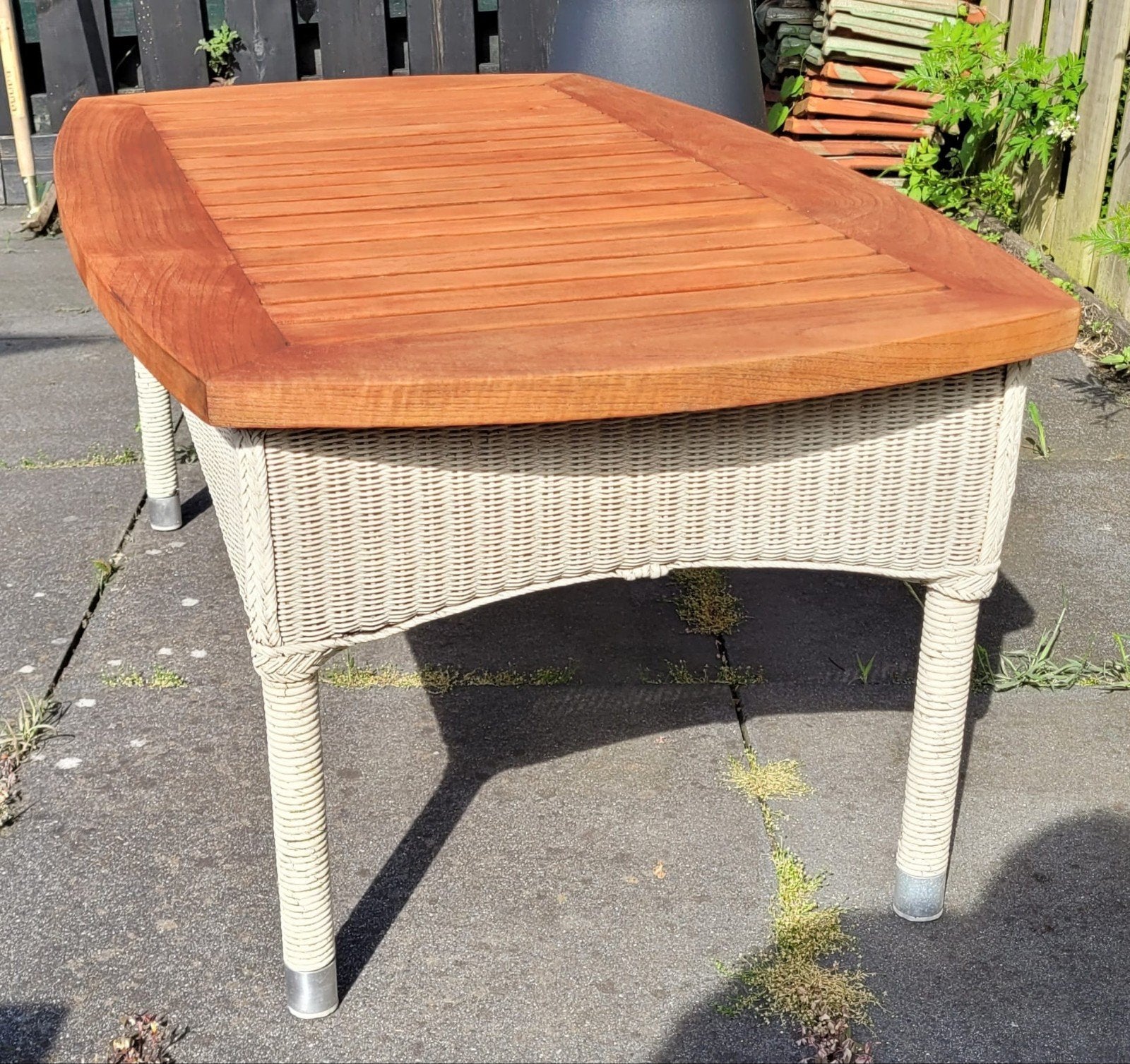 Vincent Sheppard Outdoor Tafel 105x60x43 - Teak & Wicker, Tuin en Terras, Ophalen, Gebruikt, Rechthoekig, Teakhout