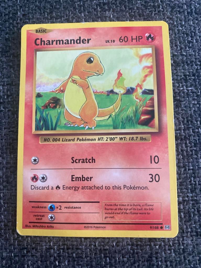 Pokémon kaart Charmander 2016 9/108, Hobby en Vrije tijd, Verzamelkaartspellen | Pokémon, Ophalen of Verzenden, Gebruikt, Losse kaart