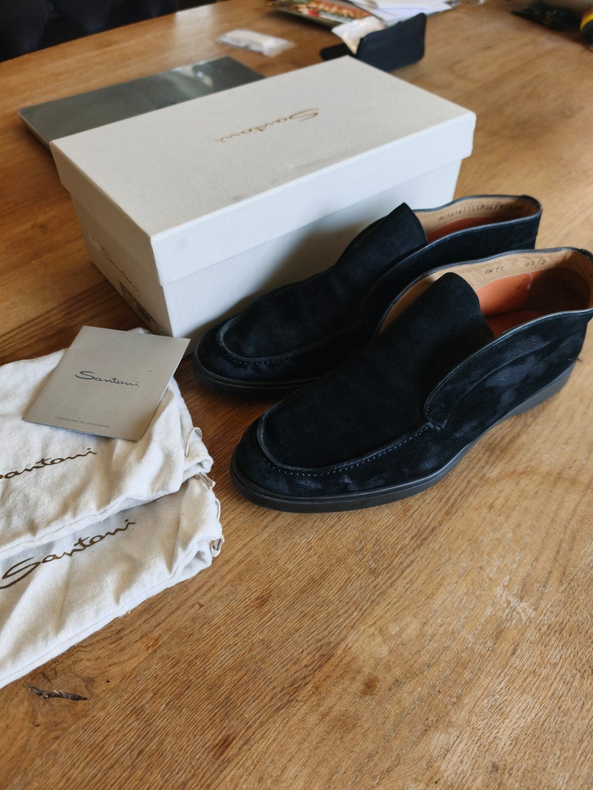 Santoni suede zwarte loafers maat 45, Loafers, Zwart, Ophalen of Verzenden, Santoni
