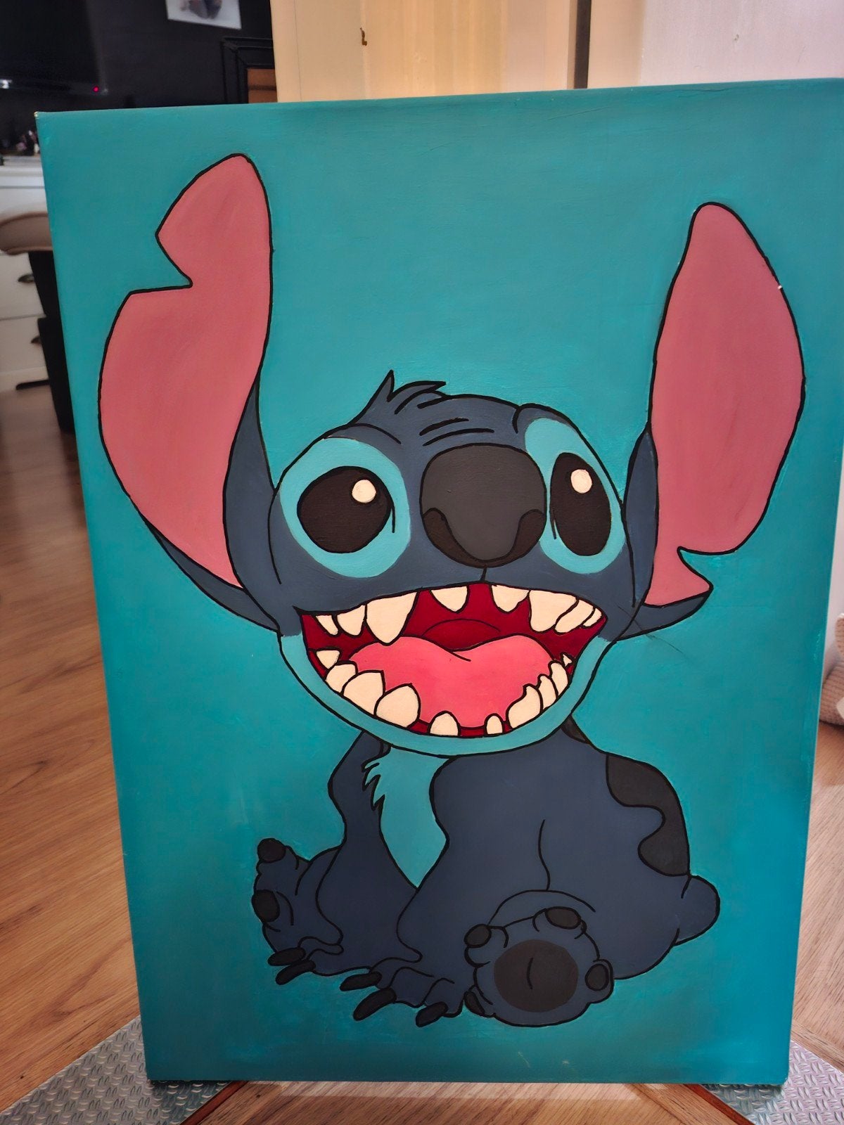 Schilderij Stitch Lilo & Stitch - Handgeschilderd, Antiek en Kunst, Acrylverf, Ophalen of Verzenden, Handgeschilderd, Stripfiguren/cartoons