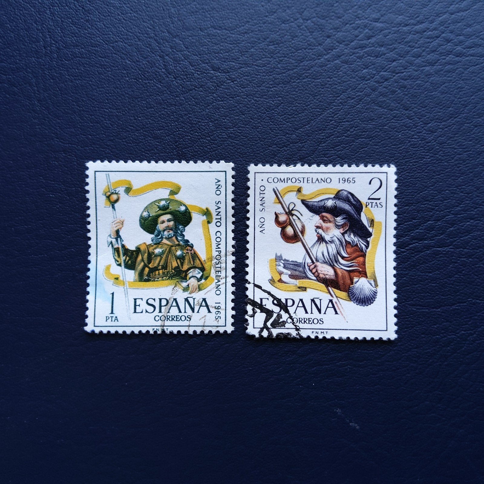 Spanje: Ano Santo Compostelano 1965 postzegels (2 stuks), Postzegels en Munten, Ophalen of Verzenden, Gestempeld