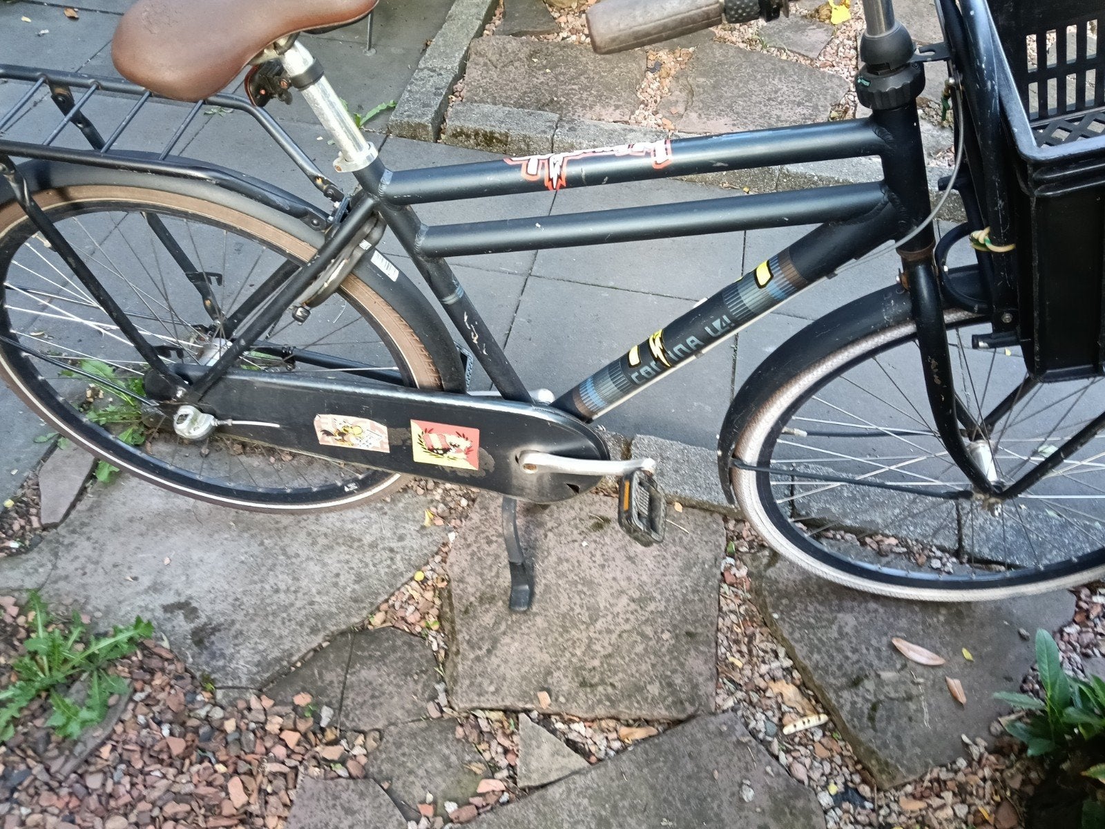 Cortina gebruikte fiets met voordrager en 3 versnellingen, Terugtraprem, Gebruikt, Versnellingen, Ophalen