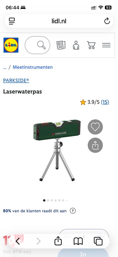 PARKSIDE Laserwaterpas met statief, Doe-het-zelf en Verbouw, Meetapparatuur, Ophalen, Nieuw, Licht