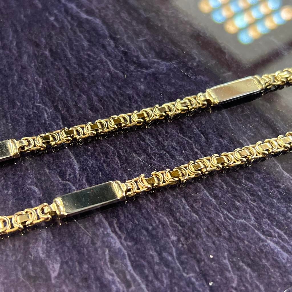 14k gouden ketting massief platte koningsketting, Ophalen of Verzenden, Nieuw, Goud