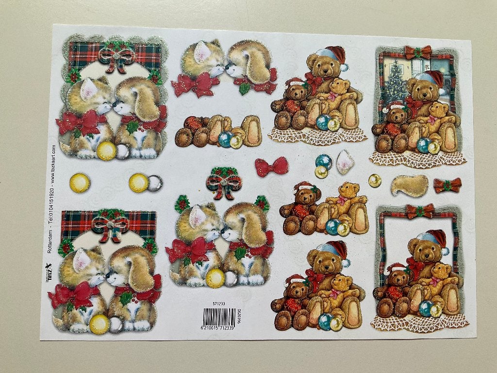 kaarten maken - stap voor stap 3D vel - dieren kerst, Hobby en Vrije tijd, Kaarten | Zelf maken, Ophalen of Verzenden, Zo goed als nieuw