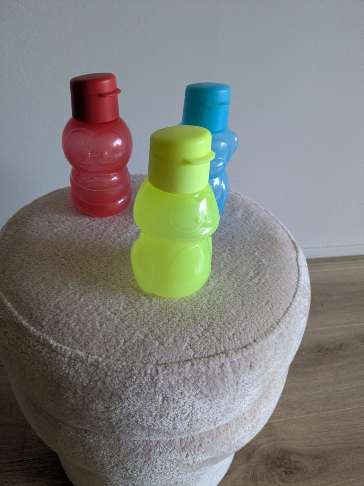 Tupperware EcoFlesjes Aapjes - Rood, Blauw, Geel, Gebruikt, Ophalen of Verzenden, Drinkfles, Overige kleuren