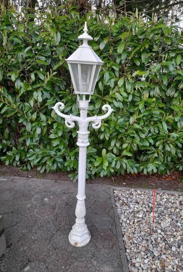 lantaarn 1,65m hoog wit, Tuin en Terras, Ophalen, Gebruikt, Staande lamp, Aluminium