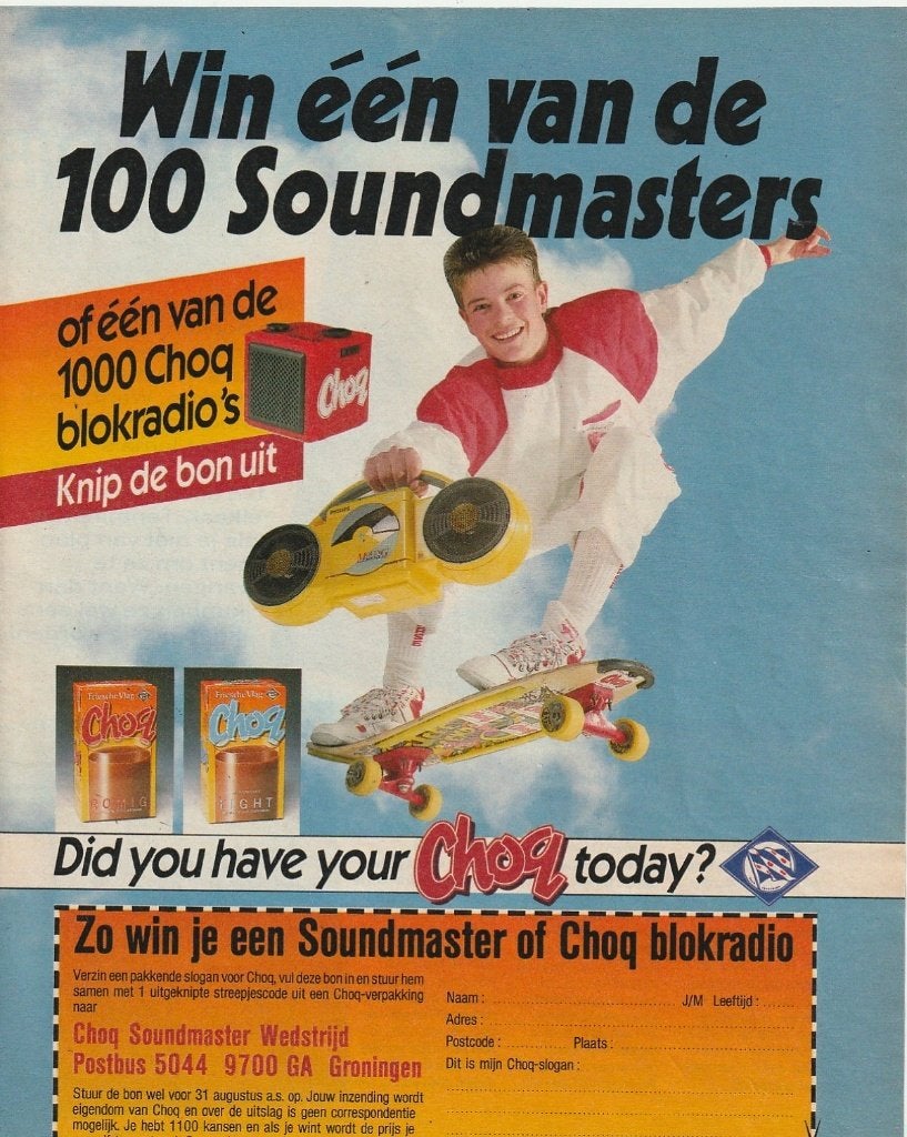 retro reclame 1989 Friesche Vlag Choq zuivel frisdrank, Verzenden, Overige typen