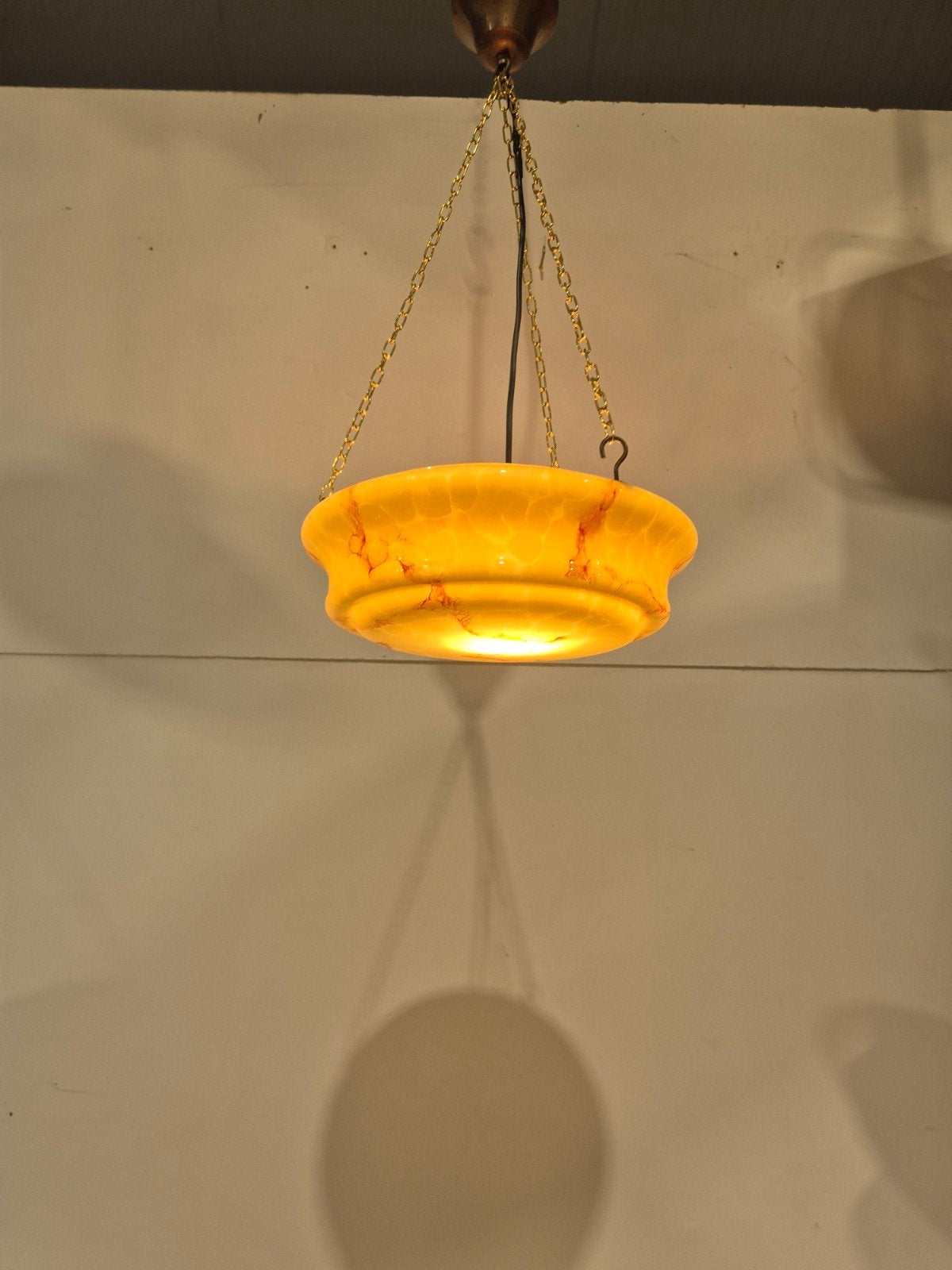 art deco lamp met gemarmerd glas, Ophalen of Verzenden