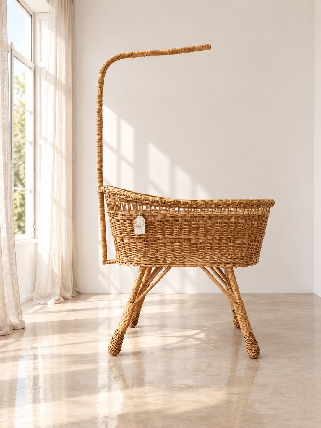 Vintage rotan wieg ledikantje babybedje hemeltje, Ophalen, Wieg, Zo goed als nieuw, Nvt