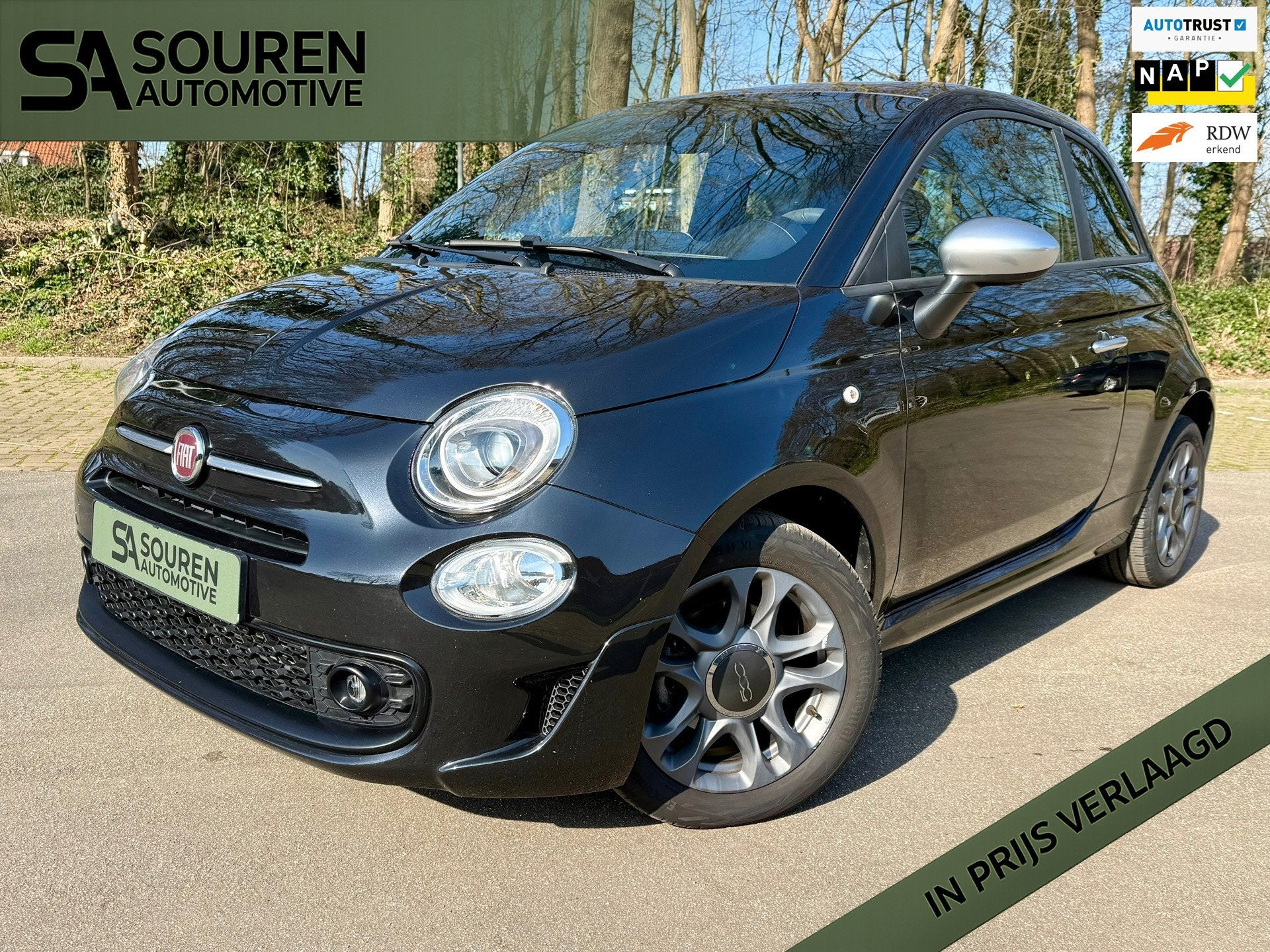 Fiat 500 1.0 Hybrid Rockstar / Panoramadak / Airco / Apple C, Auto's, Fiat, Voorwielaandrijving, Navigatiesysteem, 4 stoelen, Leder en Stof