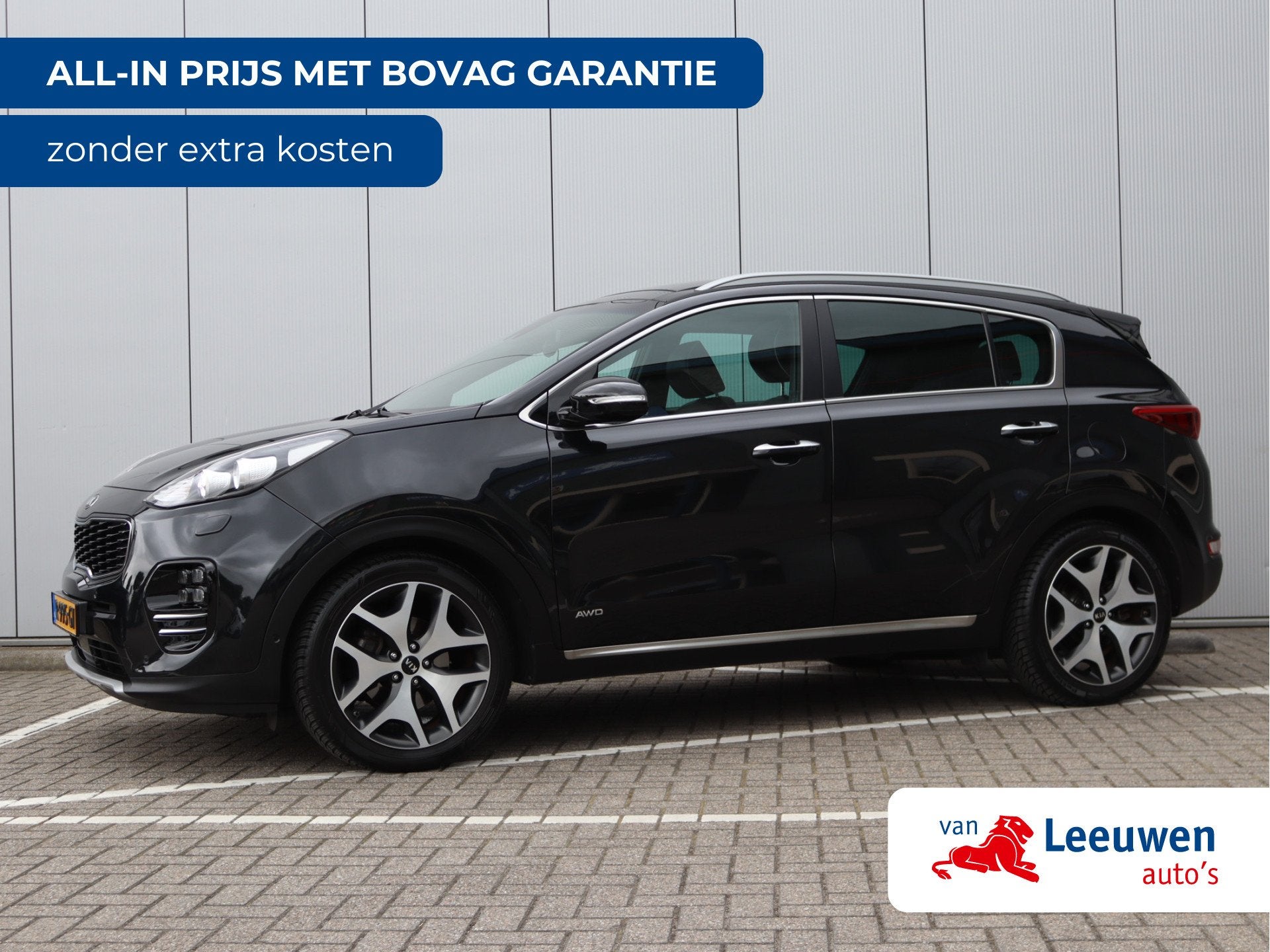 Kia Sportage 1.6 T-GDI 4WD GT-Line | Trekhaak | Pano | Leder, Auto's, 12 maanden, Gebruikt, 4 cilinders, Zwart