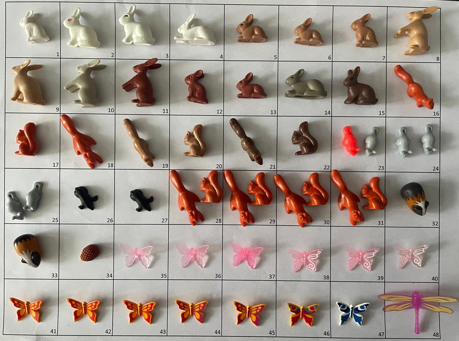 Playmobil losse bosdieren konijn eekhoorn vlinder mol egel, Ophalen of Verzenden, Nieuw