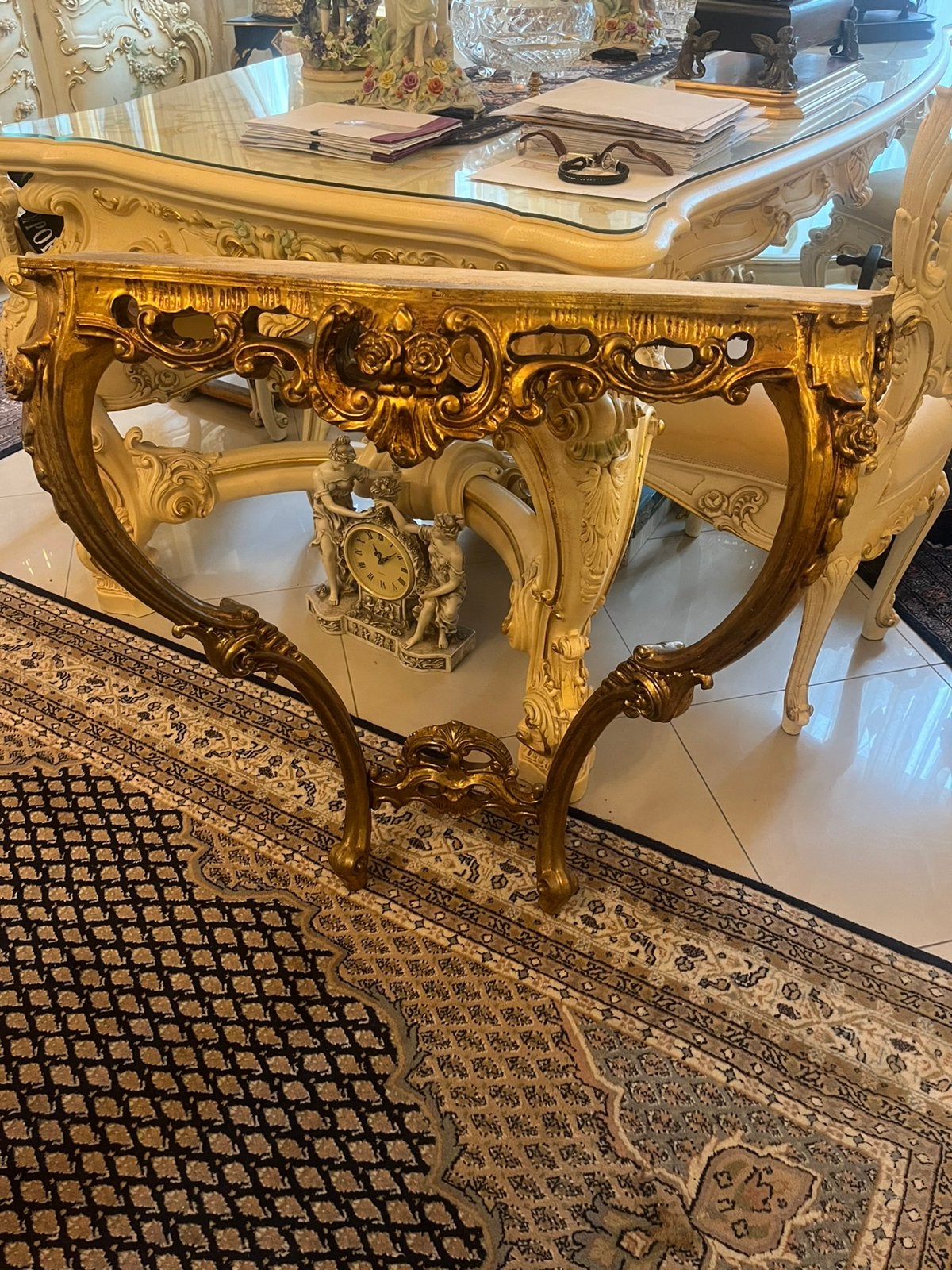 Barok console tafel met marmer, Ophalen