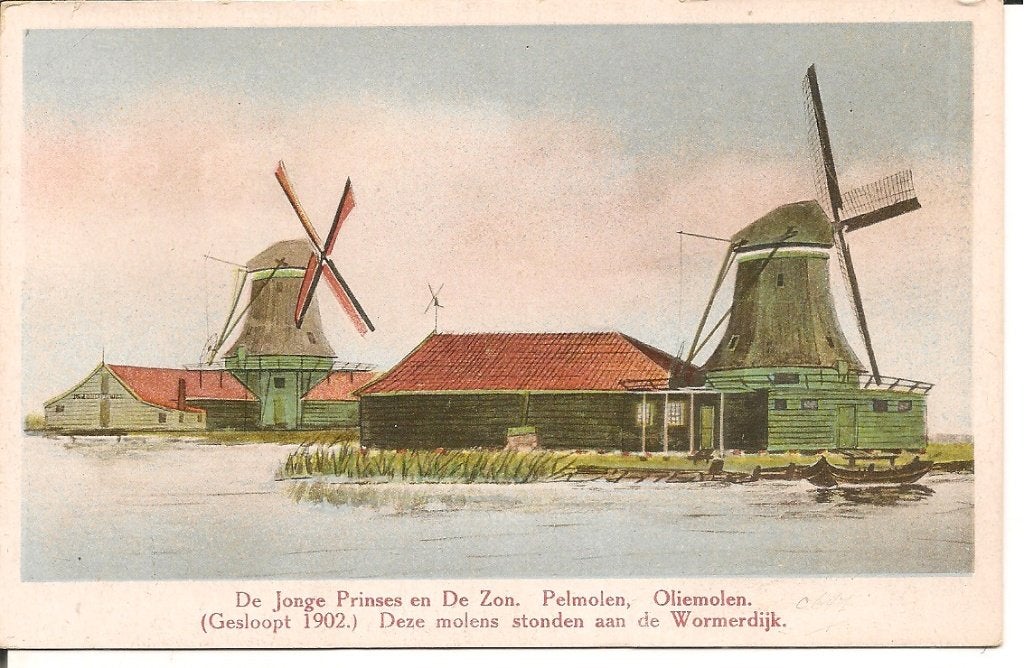 Oude Ansichtkaart Wormerveer: De Jonge Prinses en De Zon, Ophalen of Verzenden, 1940 tot 1960, Ongelopen, Noord-Holland