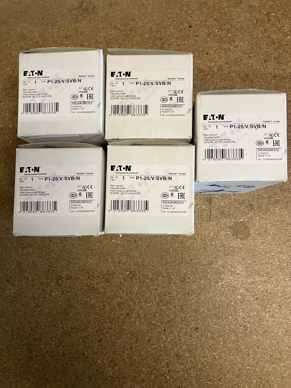 5x Eaton P1-25/V/SVB/N Hoofdschakelaar Nieuw in Doos, Hobby en Vrije tijd, Ophalen of Verzenden, Nieuw