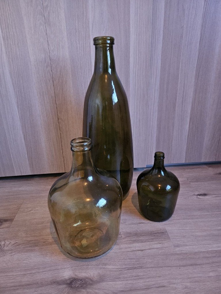 Set vasen gekleurd glas (groen en geel), Ophalen, Nieuw, Groen, Glas