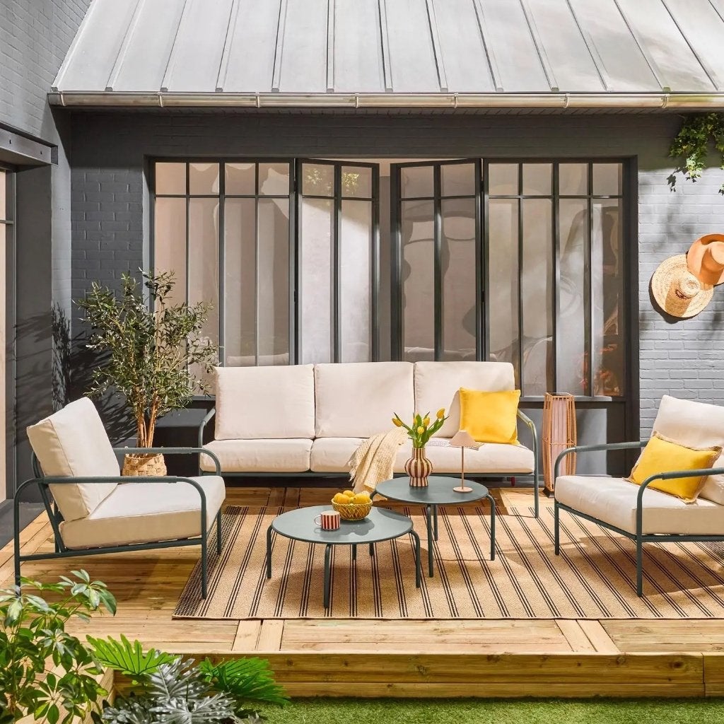Sweet tuinset Luanda 5 personen kaki incl. kussens, Ophalen, 5 zitplaatsen, Gebruikt, Bank