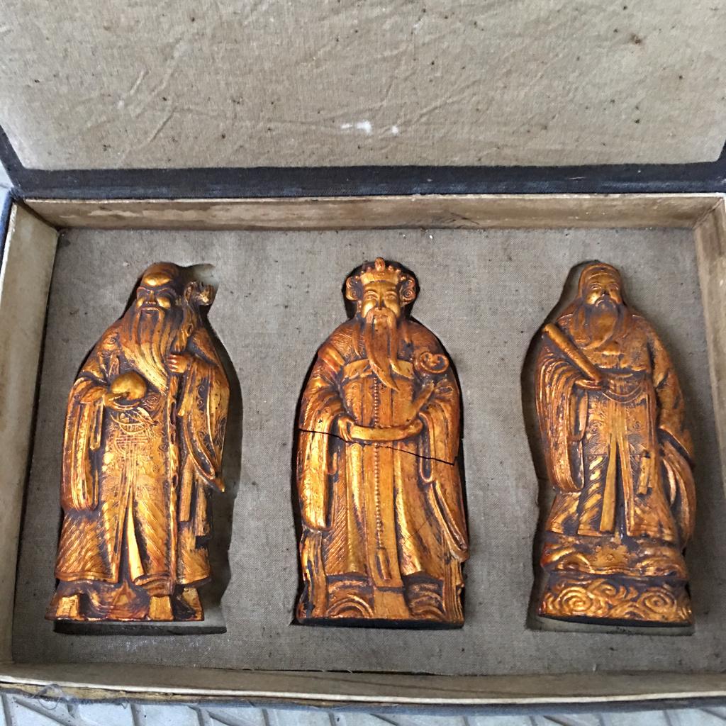 DE DRIE WIJZEN beeldtjes, Ophalen, Minder dan 20 cm, Beeld, Goud