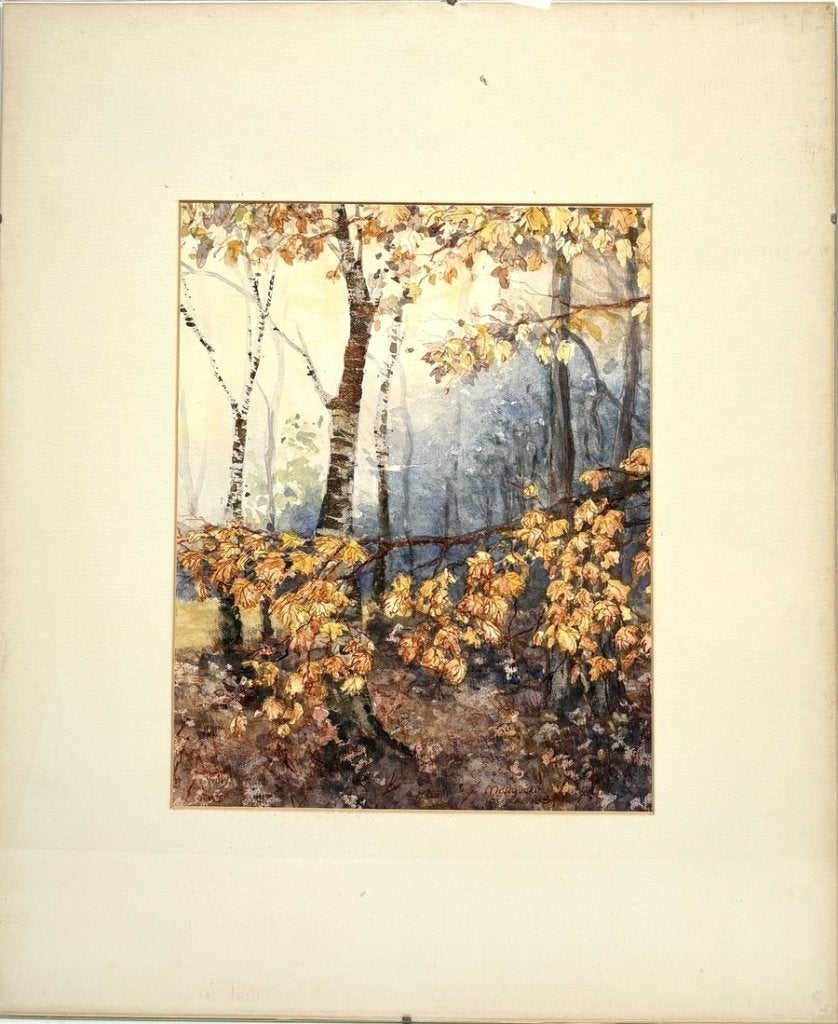 967. Aquarel, Marguérite Bogers – boslandschap, 1987, Landschap, Aquarel, Ophalen of Verzenden, Papier/karton