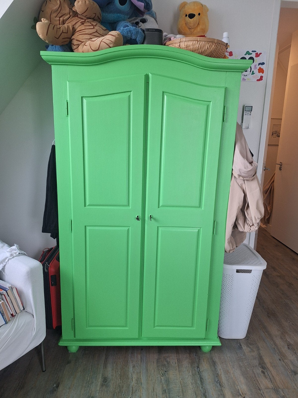 Antieke meidenkast/ kledingkast krijtverf, Huis en Inrichting, Kasten | Kledingkasten, Ophalen, Met deur(en), Gebruikt, Klassiek, Landelijk, Brocante