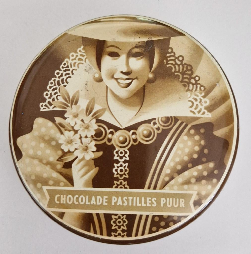 Vintage De Gruyter Chocolade Pastilles Puur Blik, Antiek en Kunst, Ophalen of Verzenden