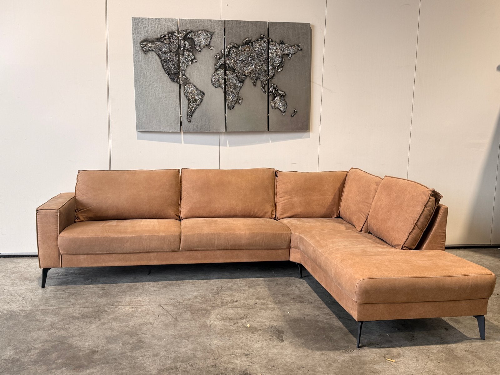 ✨ Mooie Luxe Hoekbank – Cognac ✨, 250 tot 300 cm, 100 tot 125 cm, Ophalen of Verzenden, Zo goed als nieuw