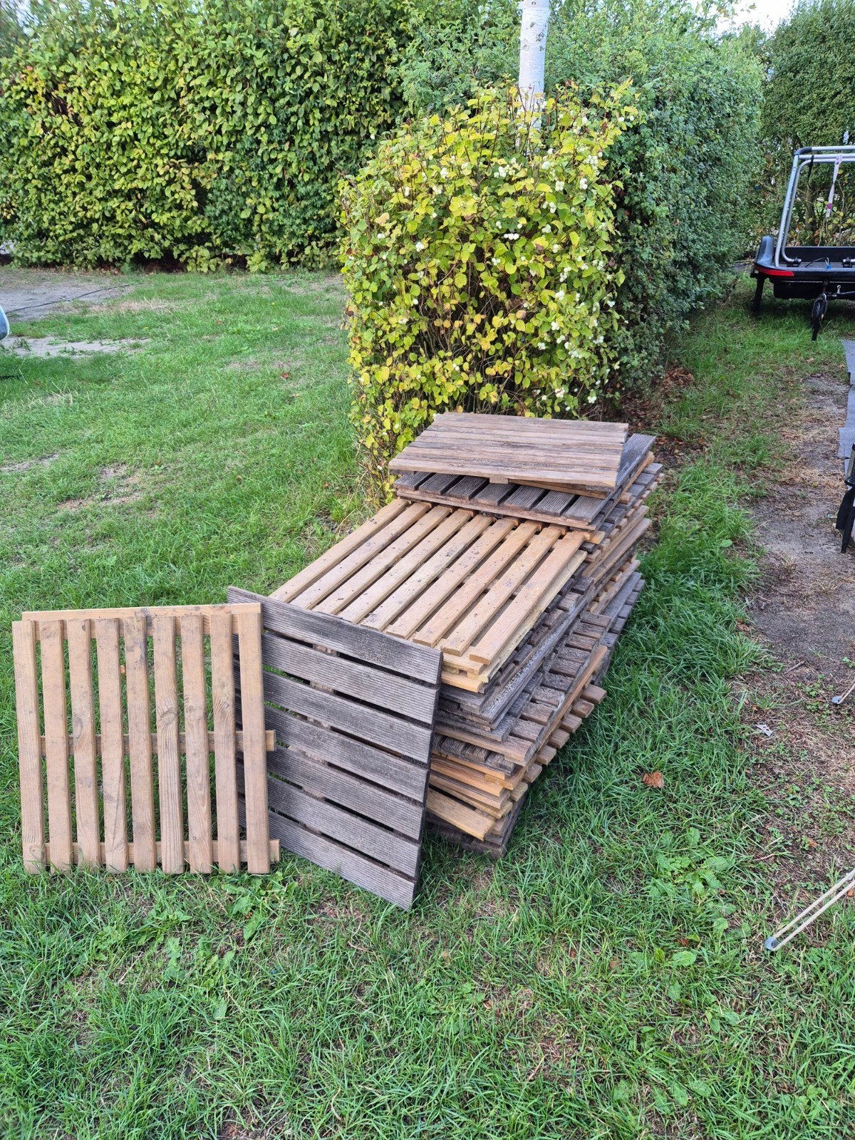 40 houten tuintegels, Tuin en Terras, Ophalen, Gebruikt, Hout