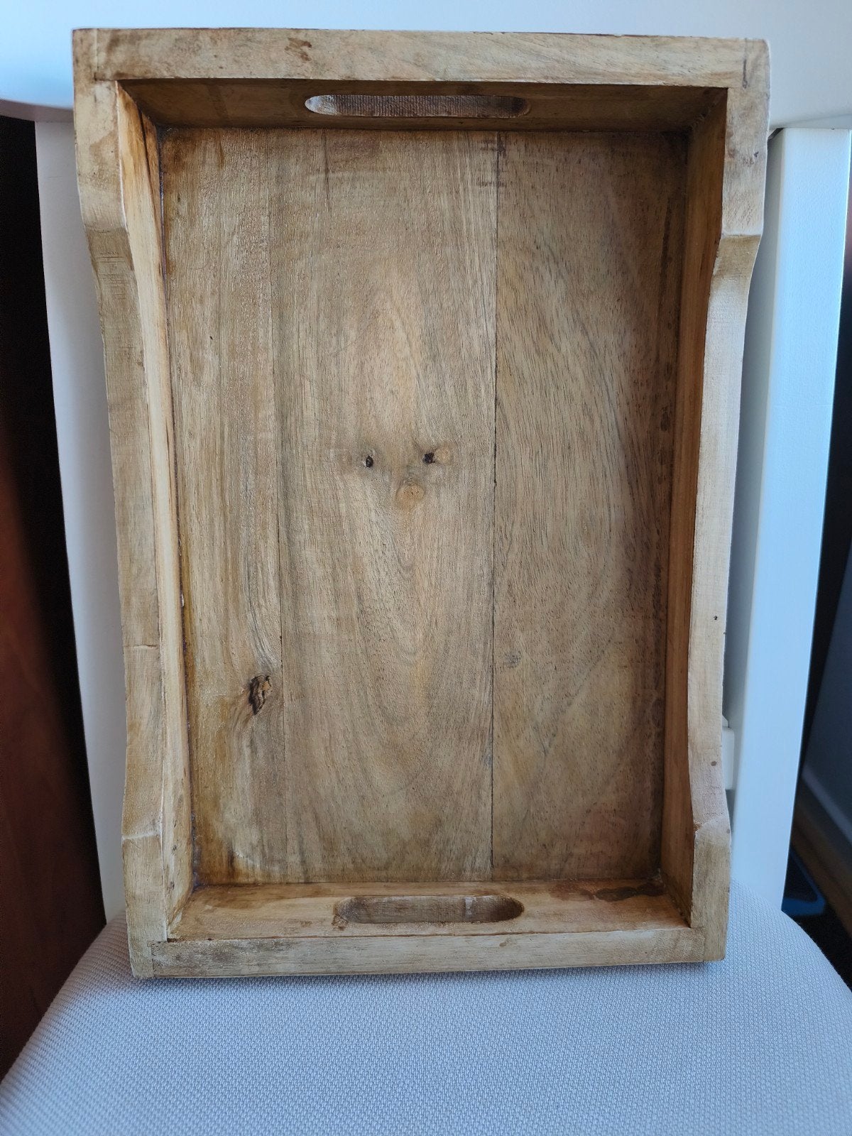 Te koop, mooi nieuw mango-houten dienblad., Ophalen, Dienblad, Met handvatten, Rechthoekig