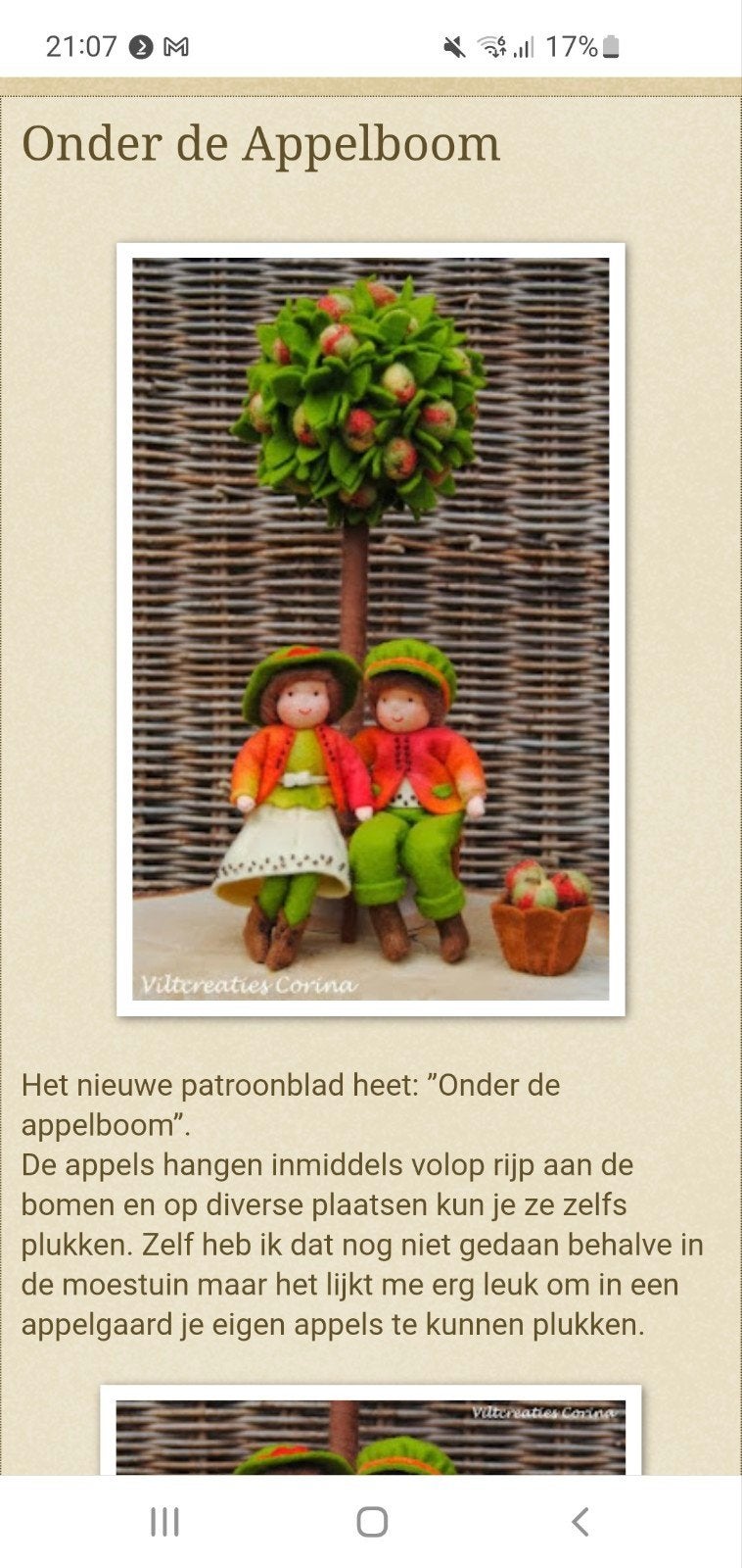 Viltpakket onder de appelboom, Hobby en Vrije tijd, Vilt, Ophalen of Verzenden, Boek of Patroon