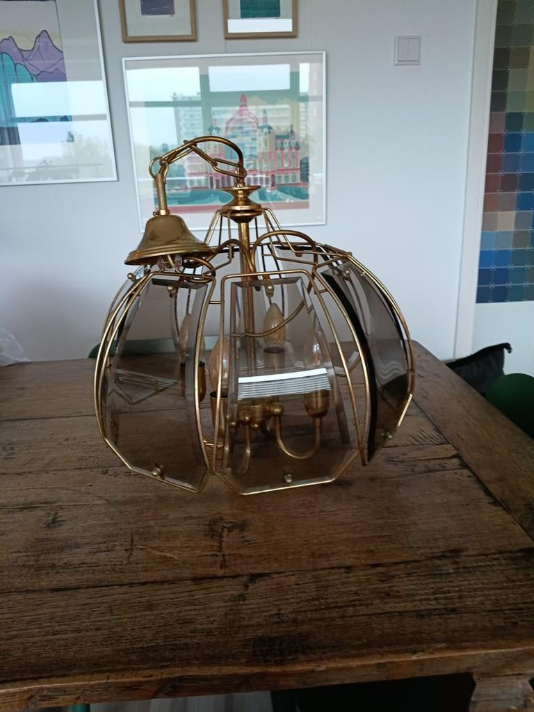 Vintage regency hanglamp, Huis en Inrichting, Lampen | Hanglampen, Ophalen, Gebruikt, Regency, Glas