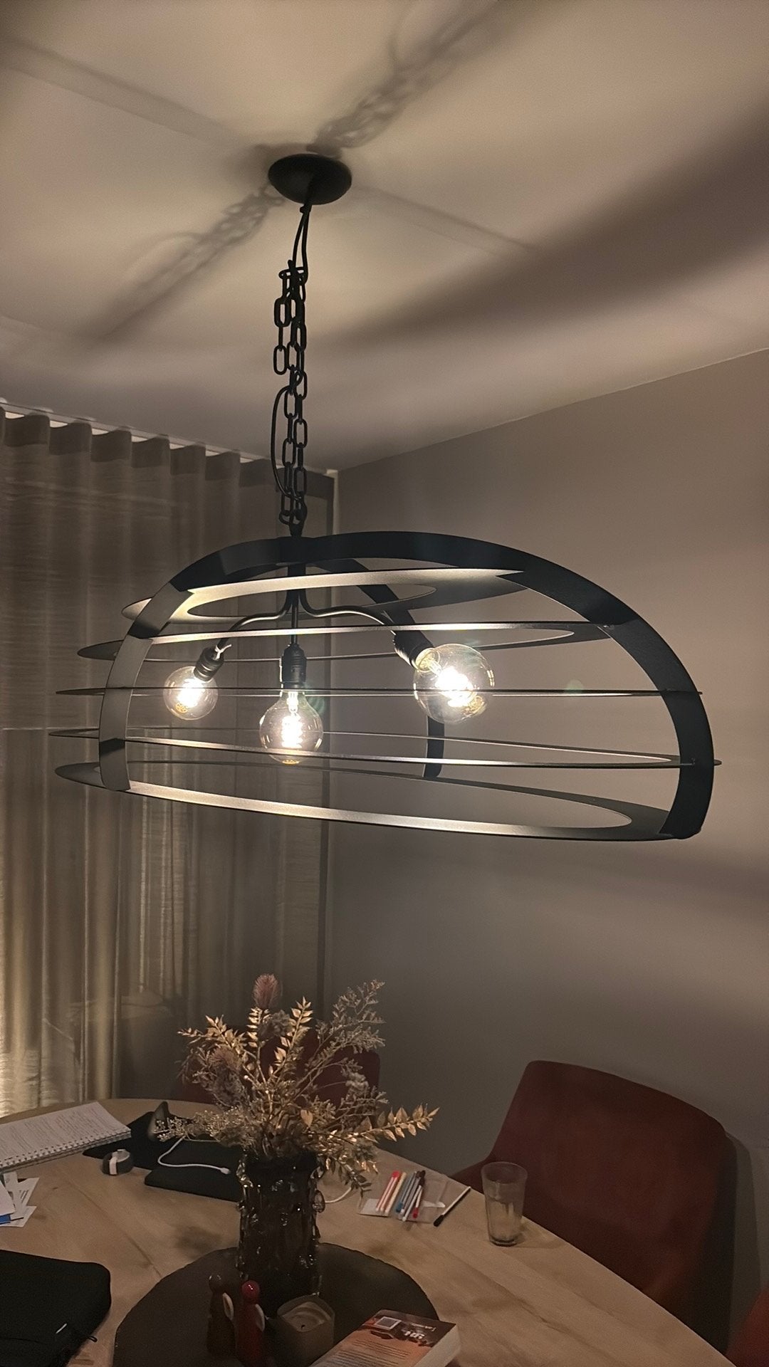 Industriele stalen hanglamp ztahl tivoli catania, Huis en Inrichting, Ophalen, Zo goed als nieuw
