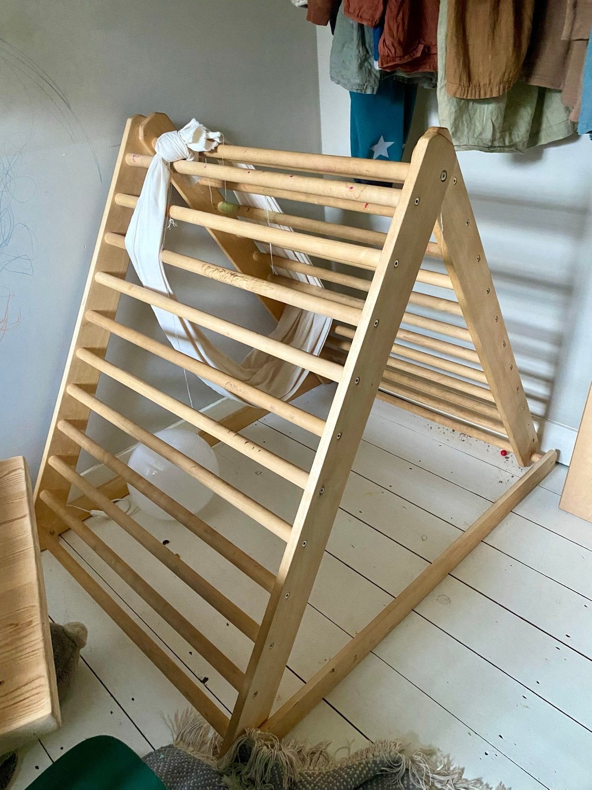 Houten klimrek met glijbaan/klimplank, Ophalen, Gebruikt, Glijbaan