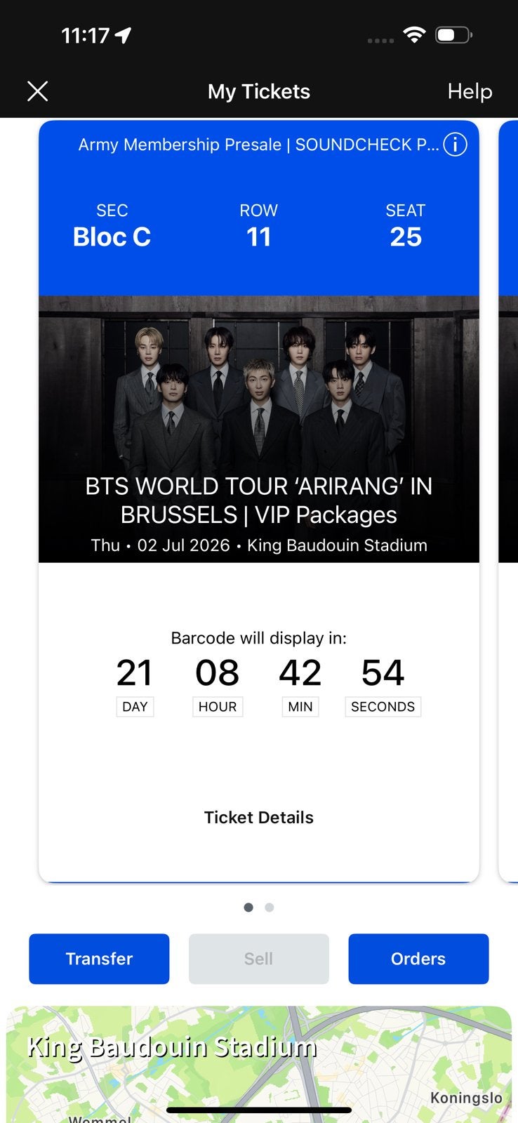 Bts brussel 2 juli vip zitplek, Eén persoon, Juli