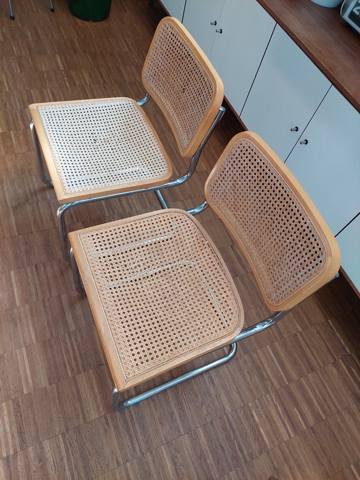 Cesca Marcel Breuer OPKNAPPER webbing stoelen 2x, Huis en Inrichting, Stoelen, Ophalen, Gebruikt, Bruin, Twee