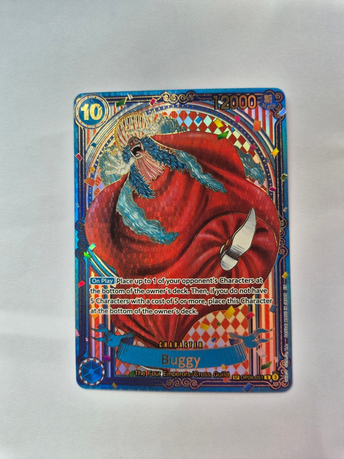 One Piece gold kaart Buggy (OP09-051) - Ruilen of Traden, Ophalen of Verzenden, Zo goed als nieuw, Losse kaart, Foil