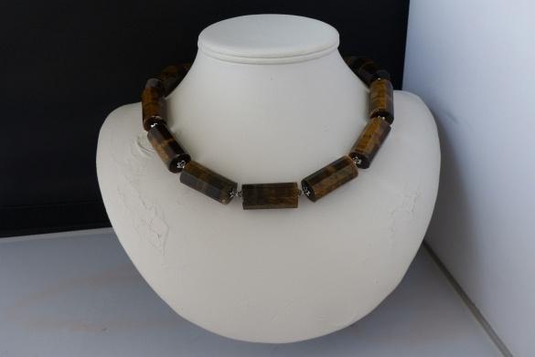 TIJGEROOG ketting/oorhanger-set, Bruin, Verzenden, Nieuw, Verstelbaar