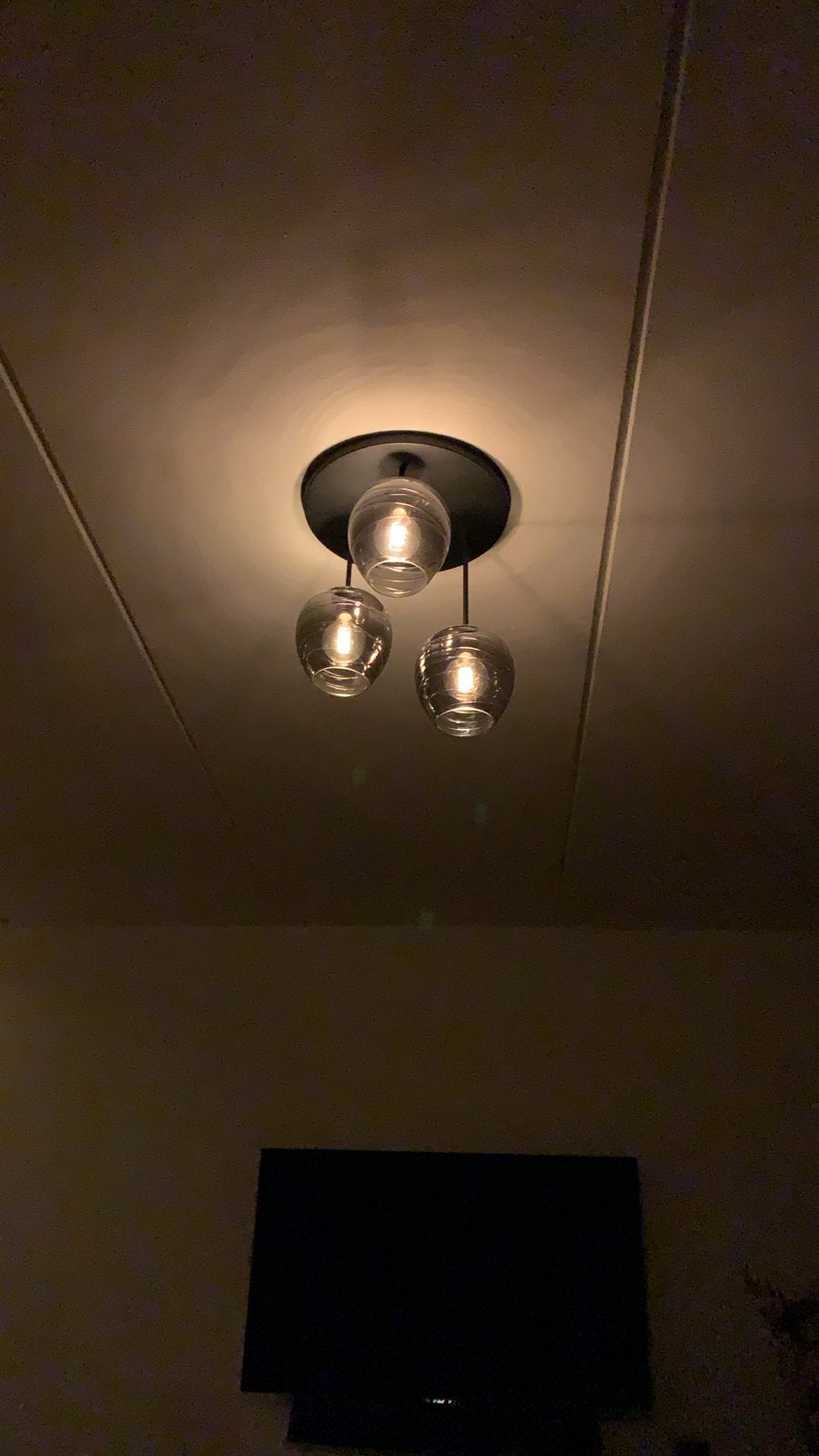 Hotel Chique Plafondlamp met Gerookt Glas - 3 Lichtpunten, Ophalen, Gebruikt, E14 (klein), Glas