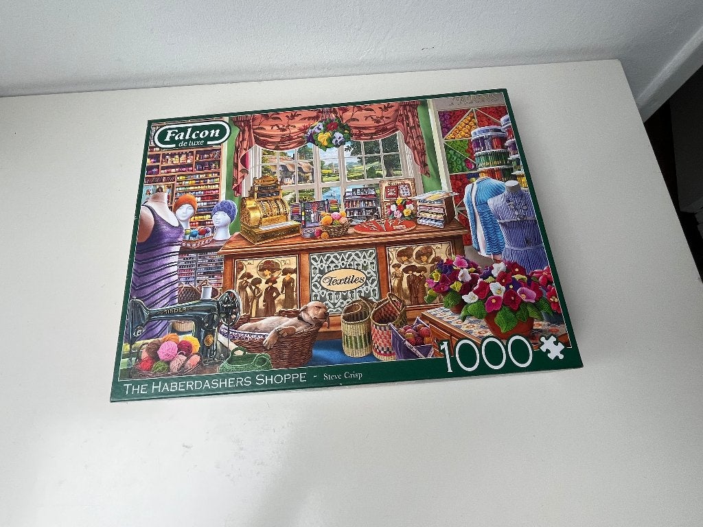 falcon deluxe puzzle the haberdashers shoppe, Ophalen of Verzenden, 500 t/m 1500 stukjes, Zo goed als nieuw, Legpuzzel