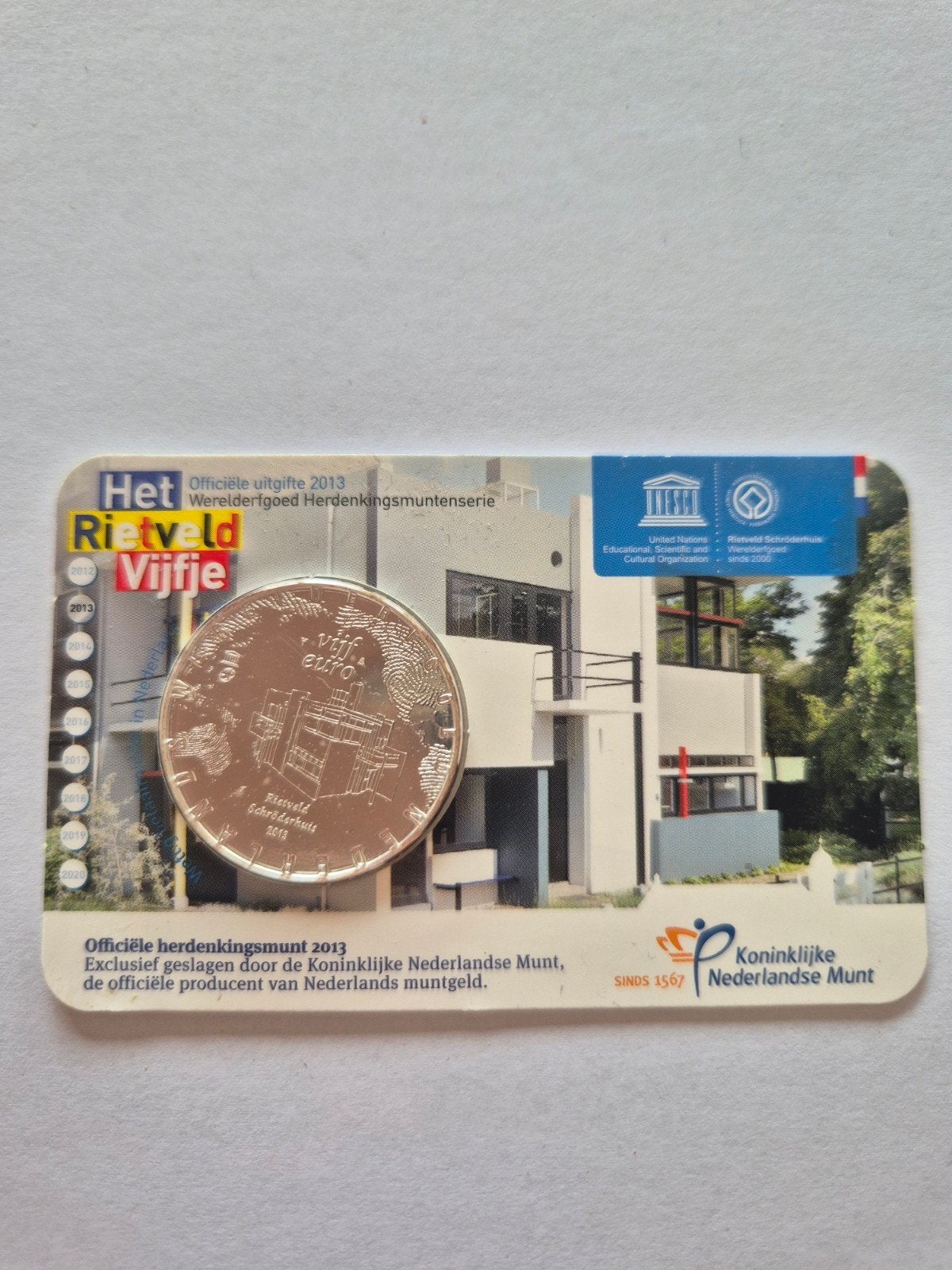 Rietveld Vijfje 2013 - Zwaar verzilverde €5,- munt, Ophalen of Verzenden