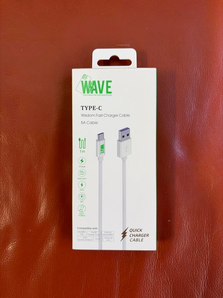 Wave Type-C Snellader Kabel 1m - Wit, Ophalen of Verzenden, Nieuw, Snoer of kabel, Overige merken