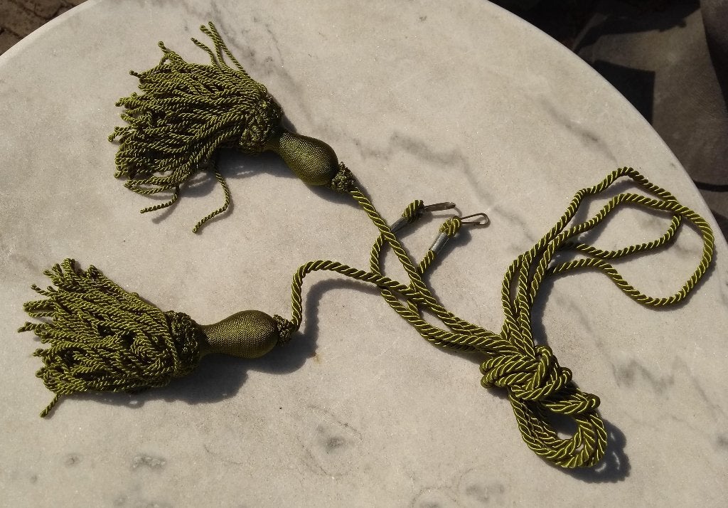 Vintage groene gordijnkoorden embrasse met flos (KF34), Ophalen of Verzenden, Nieuw, Lint, Band of Elastiek