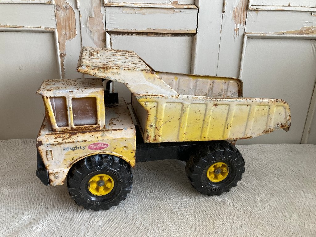 Brocante grote oude Tonka Vlighty / Kiepauto - kiepwagen, Ophalen of Verzenden